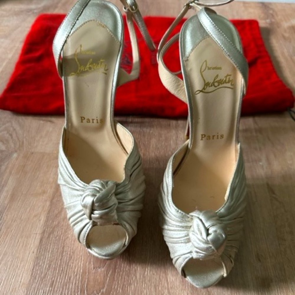 Christian Louboutin Gold Leather Platform Slingback